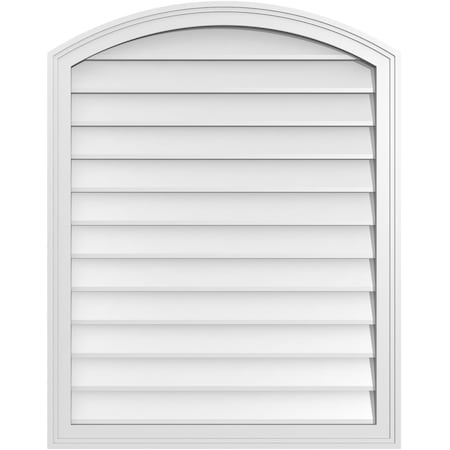 Ekena Millwork Arch Top Surface Mount PVC Gable Vent: Functional, w/ 2"W x 1-1/2"P Brickmould Frame, 30"W x 38"H GVPAR30X3802SF